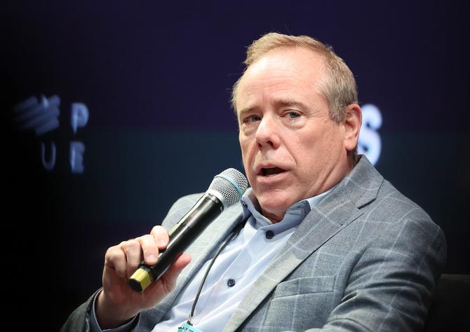 Brian Lawlor, President of Scripps Sports, speaks during the Business of Women’s Sport Summit presented by Deep Blue Sports and Axios at Chelsea Factory on April 23rd, 2024 in New York City.