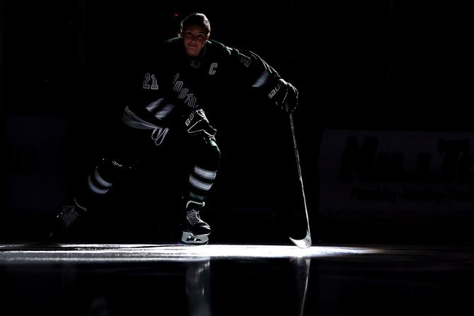 Hilary Knight #21 of Boston is announced before the PWHL game between Minnesota and Boston at Tsongas Center on January 03, 2024 in Lowell, Massachusetts.