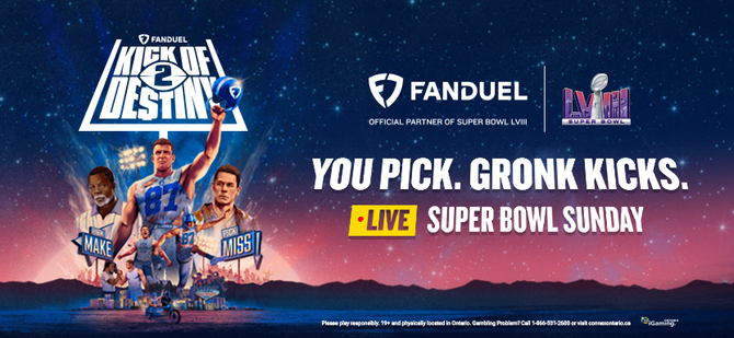 You Pick. Gronk Kicks text featuring former NFL star Rob Gronkowski
