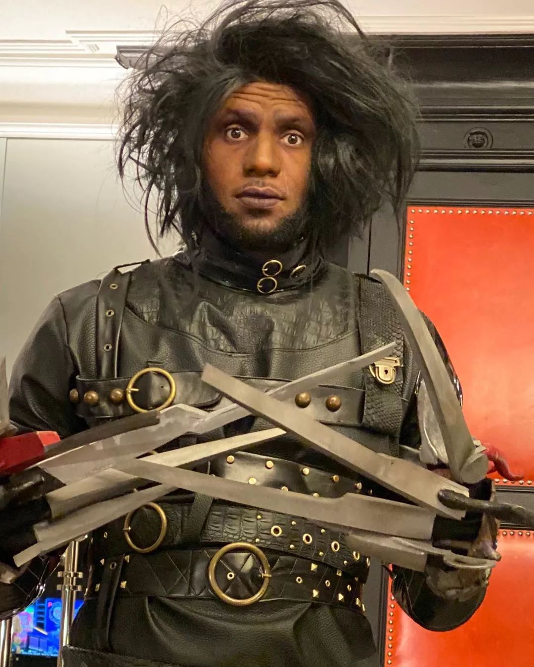 LeBron James dressed as Edward Scissorhands