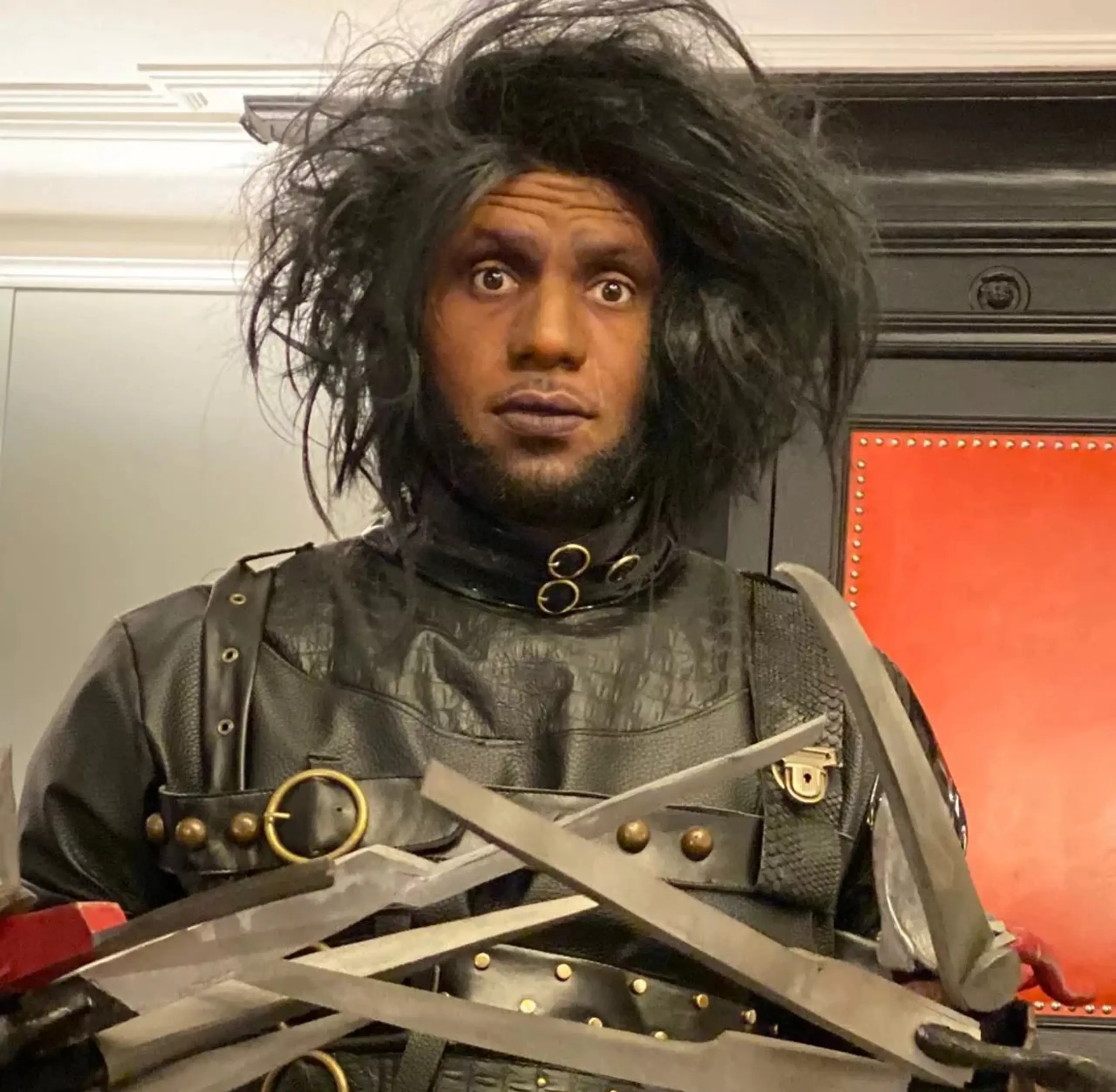 LeBron James dressed as Edward Scissorhands