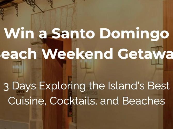 A graphic promoting the Santo Domingo Beach Weekend Getaway.