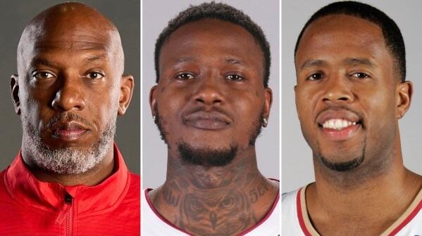 Chauncey Billups, Terry Rozier, and Damon Jones headshots.