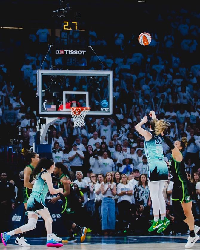 Sabrina Ionescu launches a three to win Game 3 of the 2024 WNBA Finals.