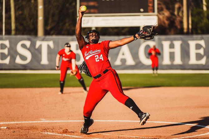 Texas Tech’s NiJaree Canady pitches during a game against Mississippi State.