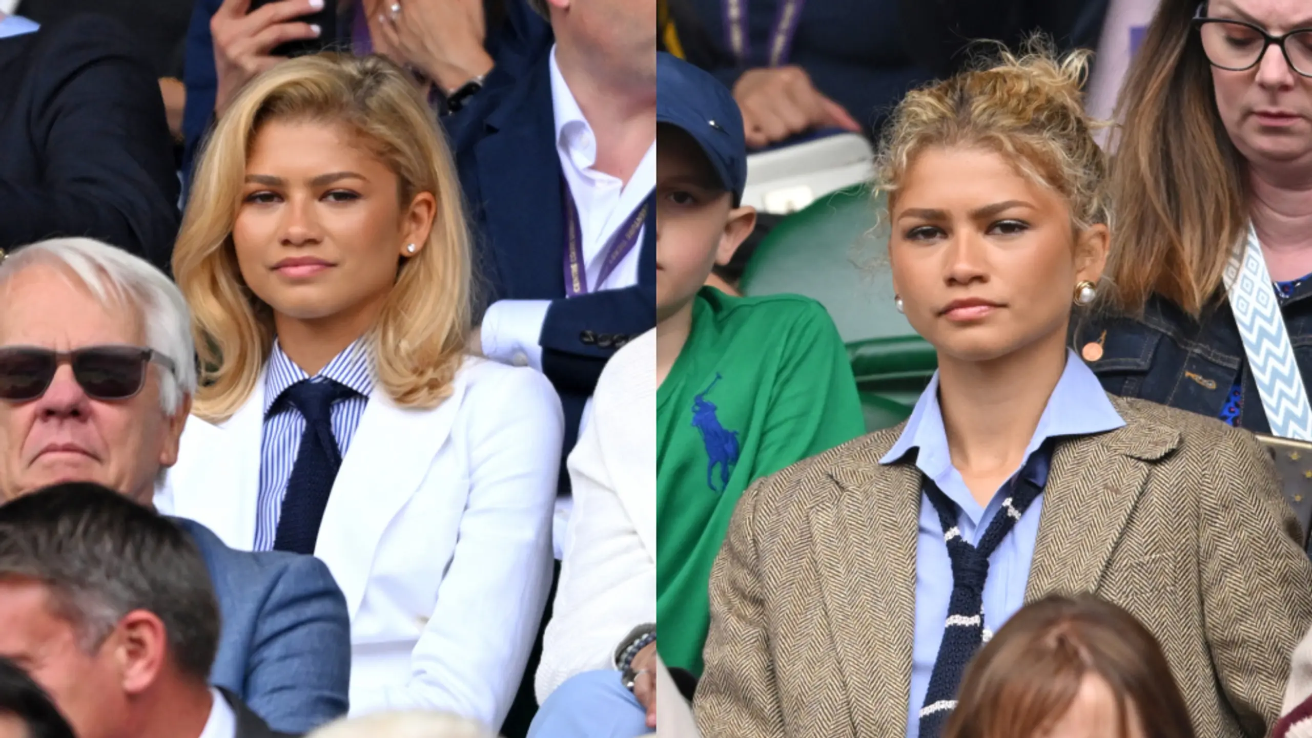 Zendaya looking on while watching Wimbledon