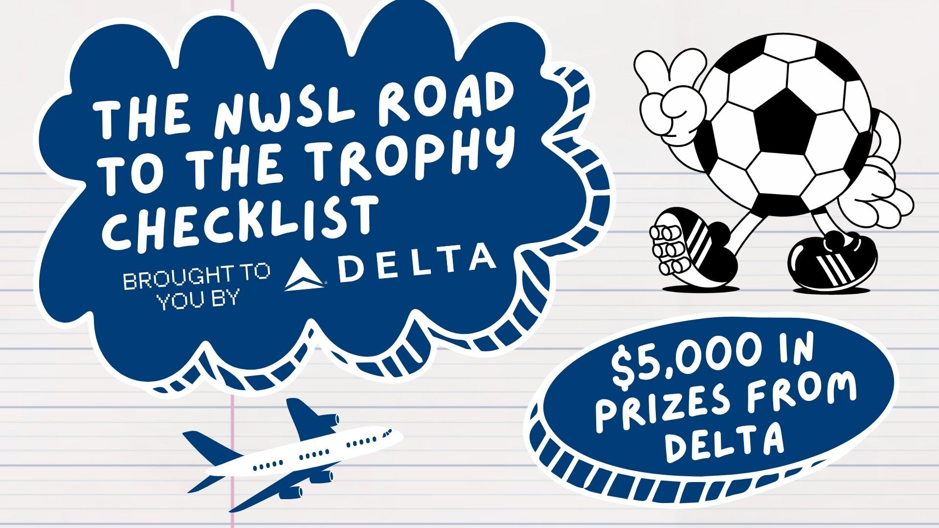 A graphic promoting The NWSL Road to the Trophy Checklist by Delta