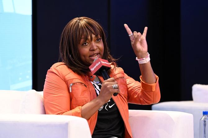 Fran Harris at Sportico's Invest in Sports New York held at the Nasdaq MarketSite on November 04, 2024 in New York, New York.