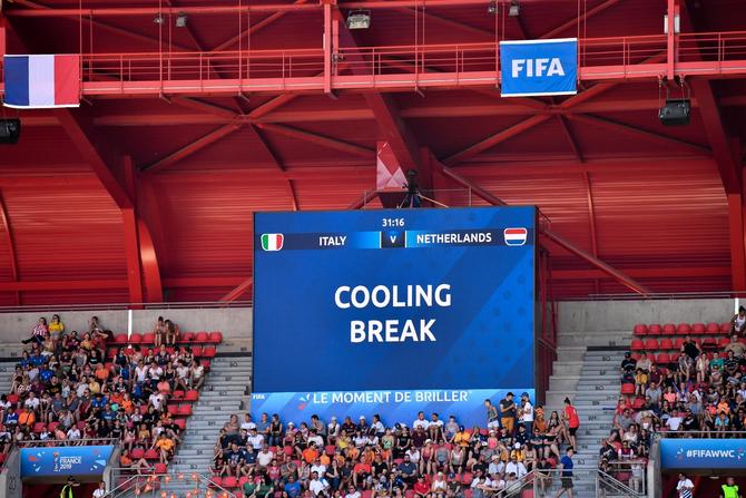 Cooling break during the quarter-final between in ITALY and NETHERLANDS the 2019 women's football World cup