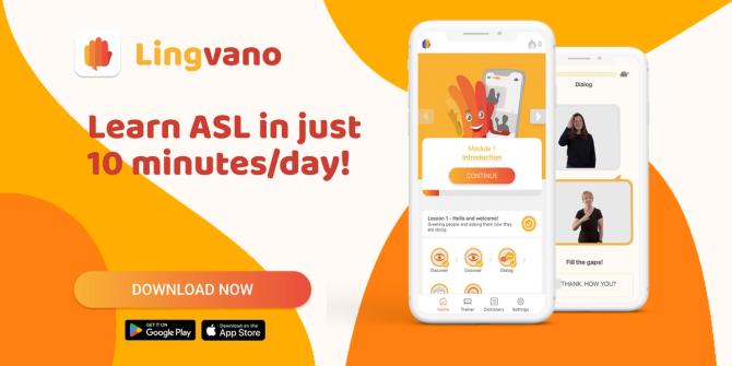 A graphic of Lingvano's app