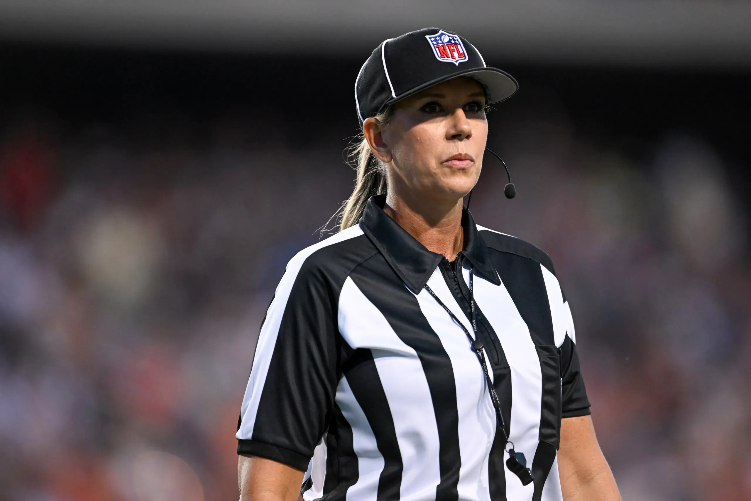 Sarah Thomas refs an NFL game. 