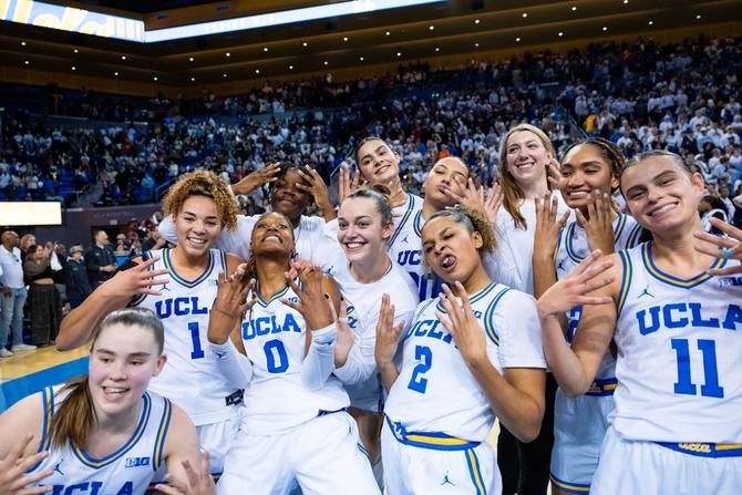No. 5 UCLA celebrates after defeating No. 1 South Carolina