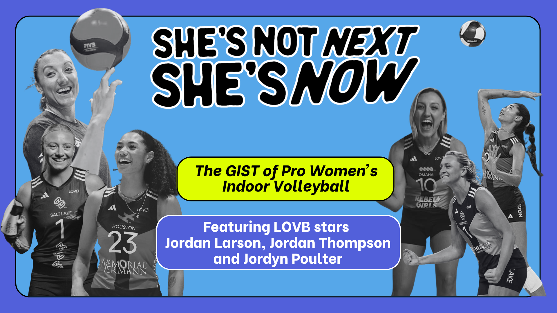 Volleyball players promoting The GIST's podcast