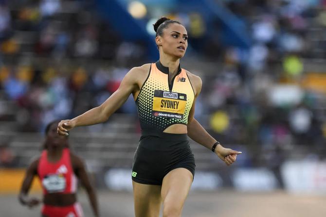 Olympic hurdler Sydney McLaughlin-Levrone competes at a Grand Slam Track event in Kingston, Jamaica.