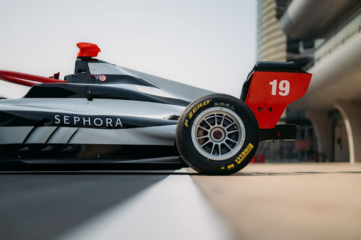 Sephora’s F1 Academy car lines up along the racing line.