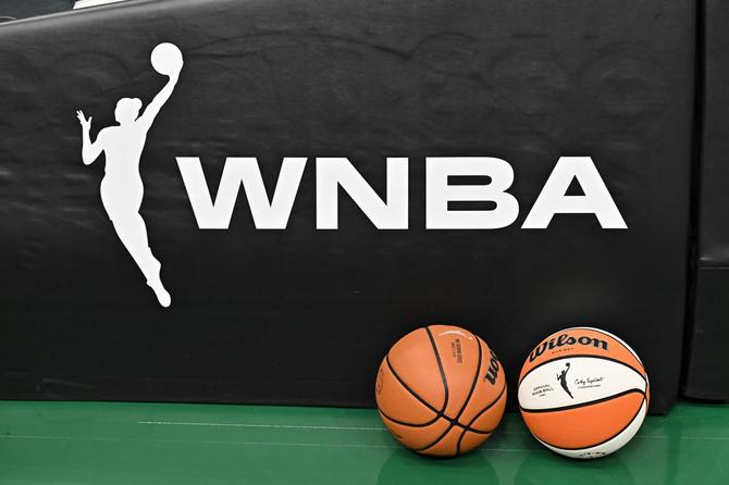 A view of the WNBA logo