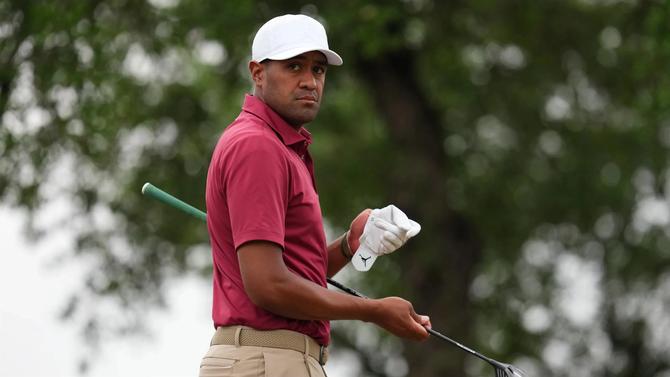 Tony Finau focuses at the Valero Texas Open.