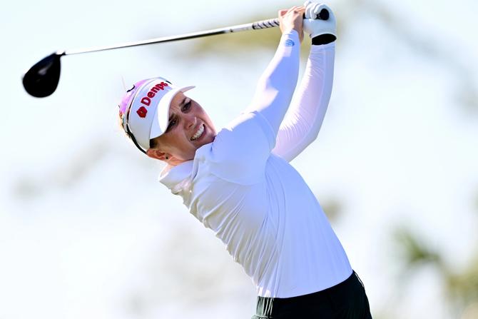 Denmark’s Nanna Koerstz Madsen watches her shot during her opening round.