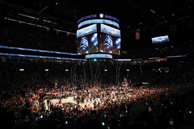 A general view of the arena during the trophy ceremony after New York Liberty defeats the Minnesota Lynx.