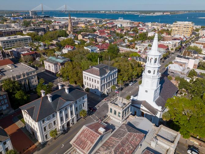 Aerial view of historic Charleston, South Carolina