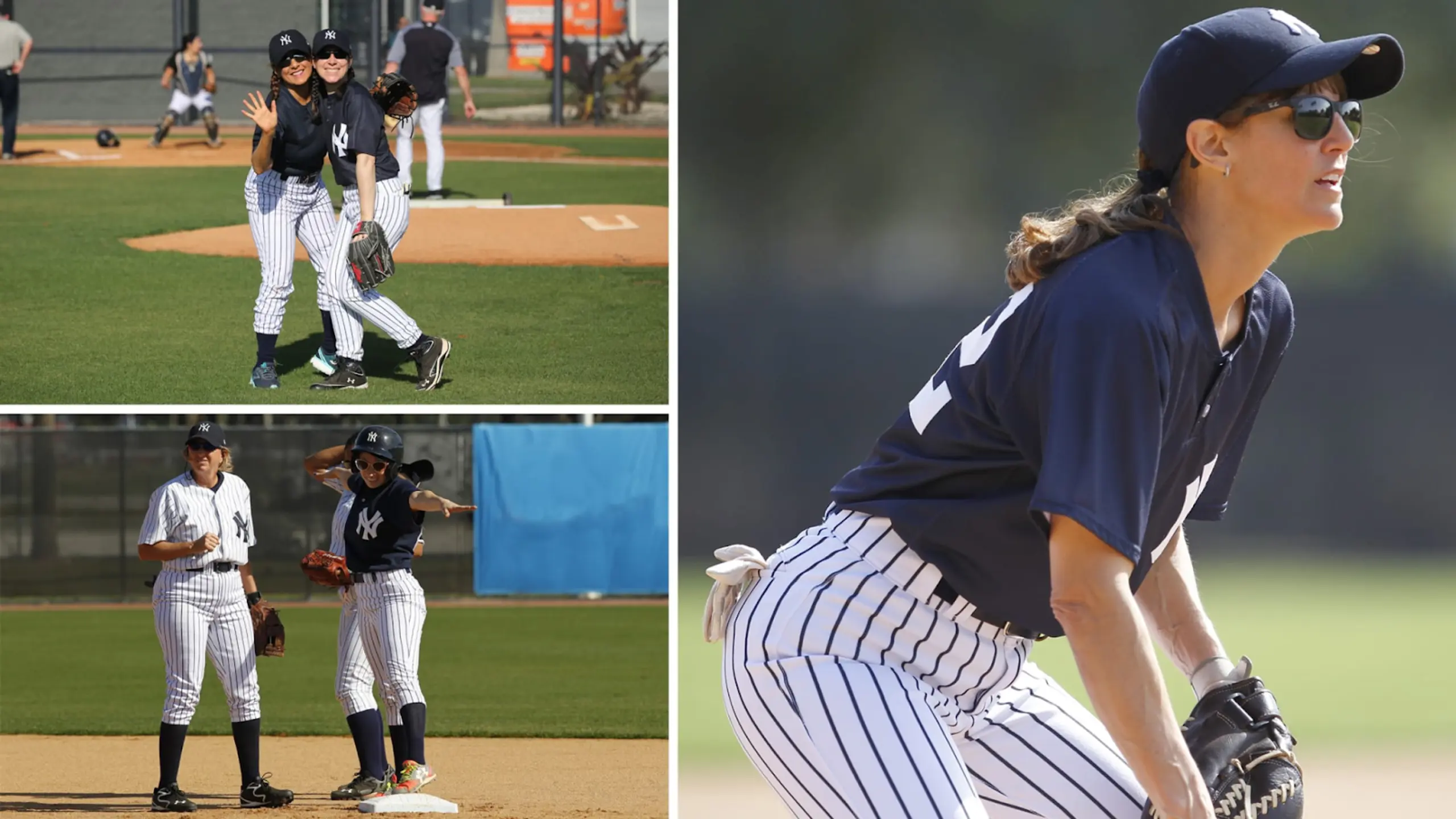 Alt text: Women participate in the NY Yankees’ fantasy clinic.