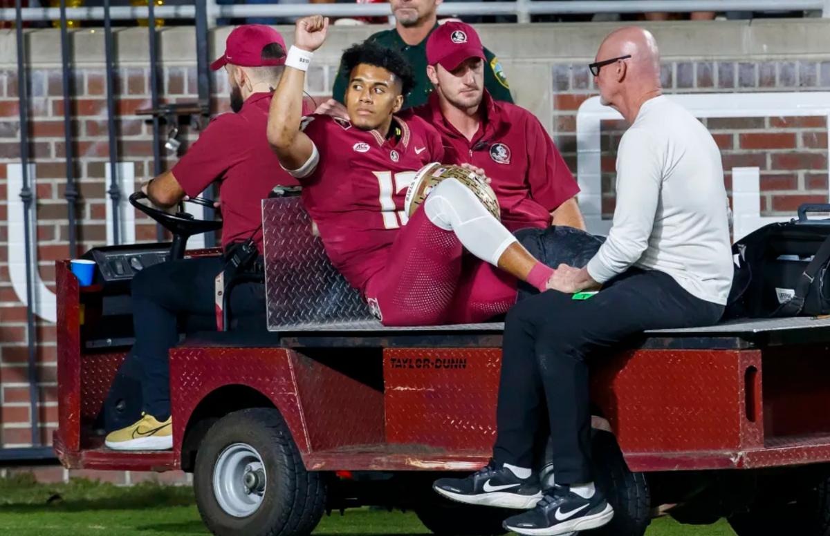 Florida state quarterback Jordan Travis suffers a gruesome, season-ending injury