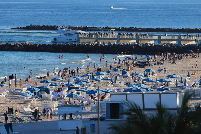 People on the beach in Miami