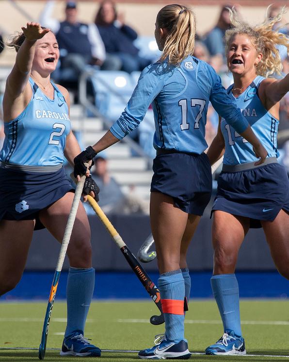 UNC Field Hockey players celebrate.