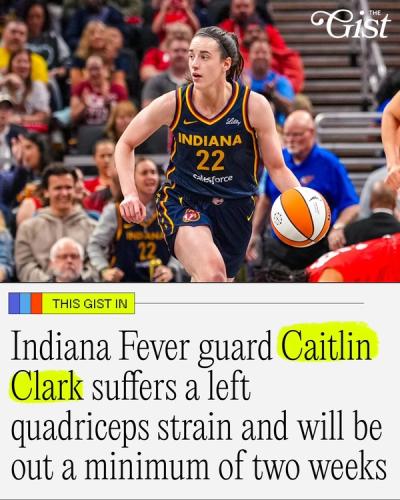 Indiana Fever guard Caitlin Clark will miss at least two weeks with a quad strain