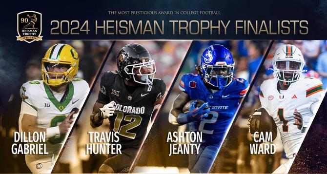 Dillon Gabriel, Travis Hunter, Ashton Jeanty and Cam Ward have been named Heisman Finalists.