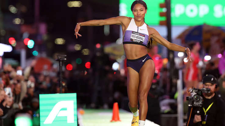 Tara Davis-Woodhall just long jumped in Times Square