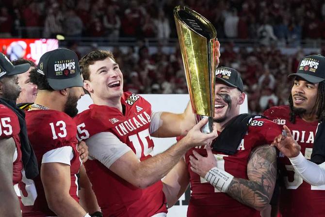 Indiana football celebrates their national championship