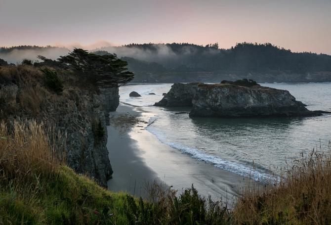 A general view of the Mendocino Coast, showing the rugged Northern California coastline.
