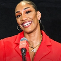 Las Vegas Aces star A'ja Wilson smiles.