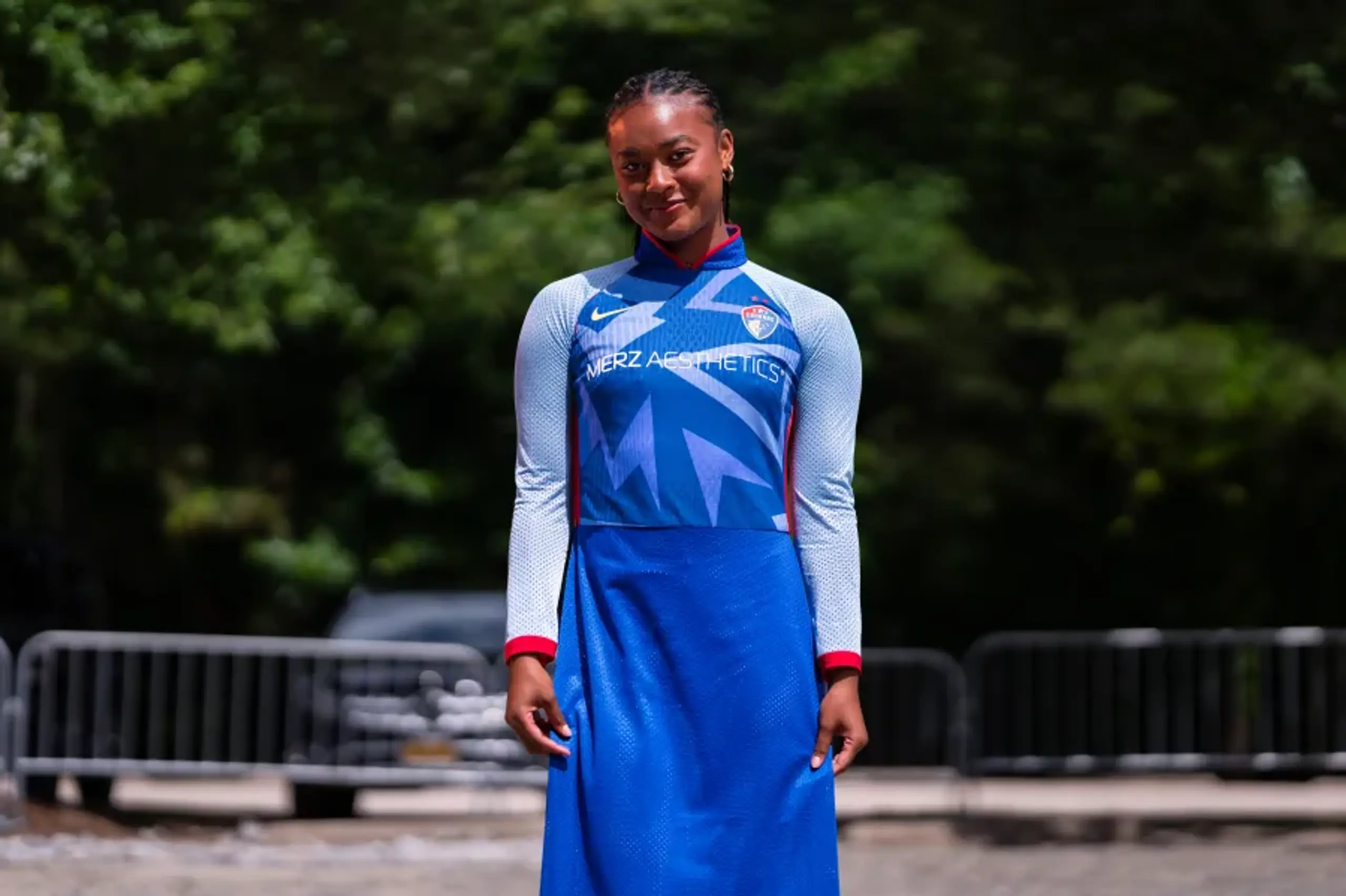 Jaedyn Shaw wears an outfit honoring her Vietnamese heritage. 