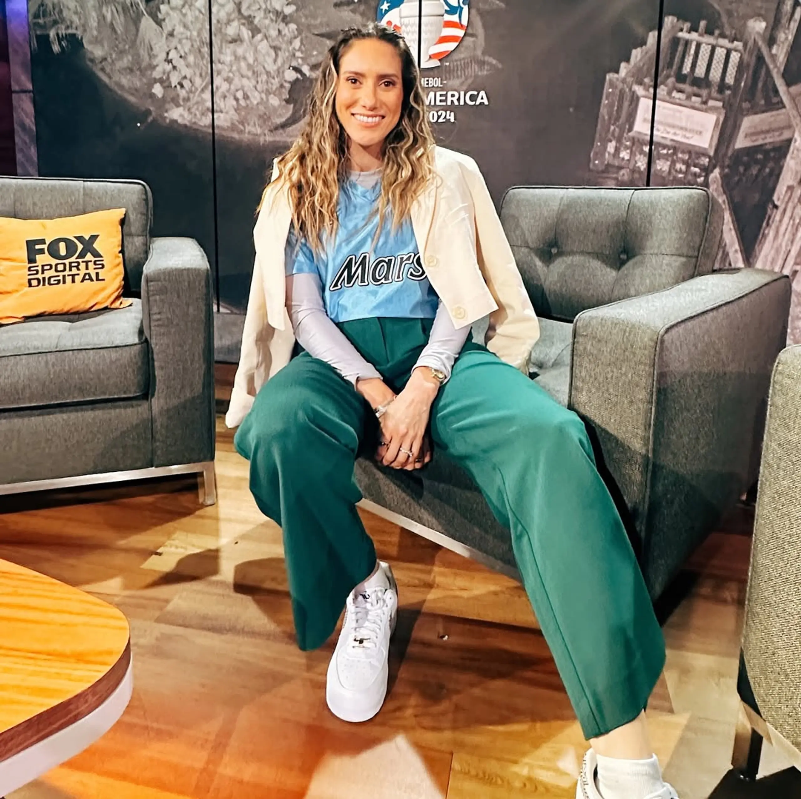 Melissa Ortiz rocks a vintage Napoli Maradona kit