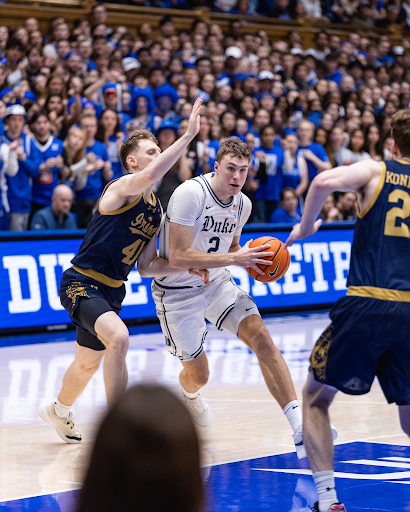 Duke’s Cooper Flagg drives to the basket.