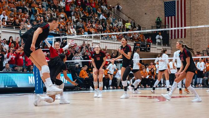 Wisconsin celebrates during their match against Texas.