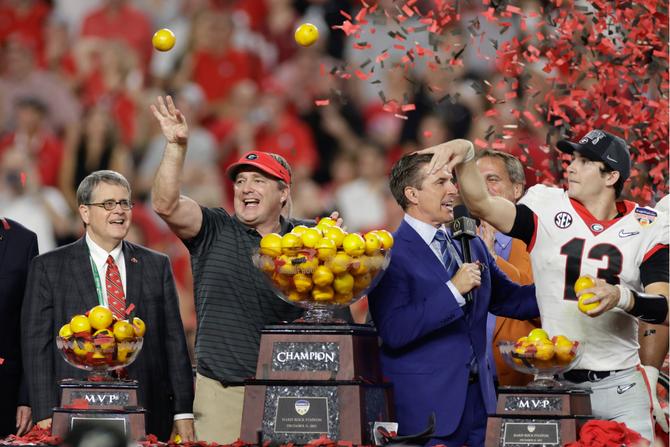 Georgia celebrating a win