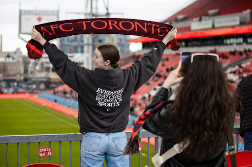 Jessica Lanziner was one of more than 14,000 fans at the AFC Toronto opener at BMO Field. The club later moved to the 4,000-seat York Lions Stadium.