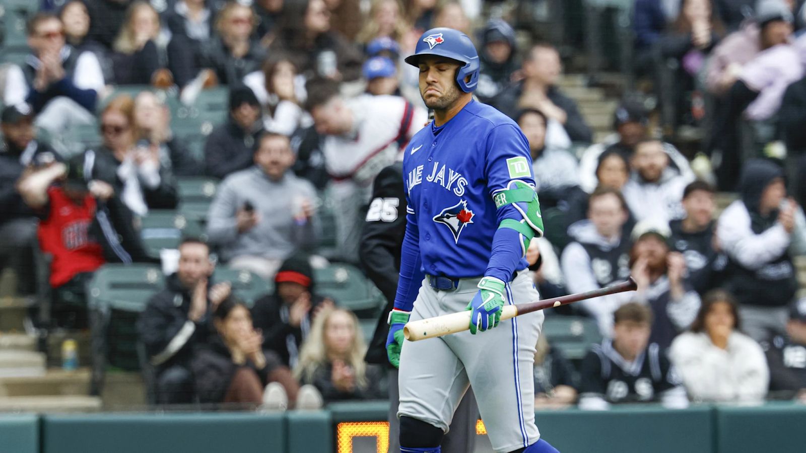 Toronto Blue Jay George Springer frowns.