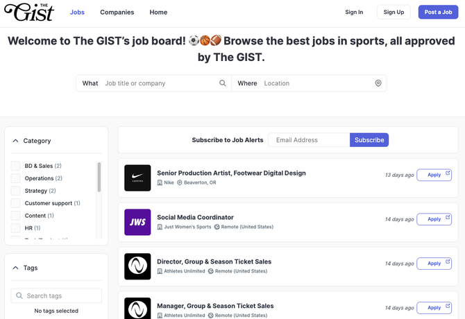 The GIST's job board