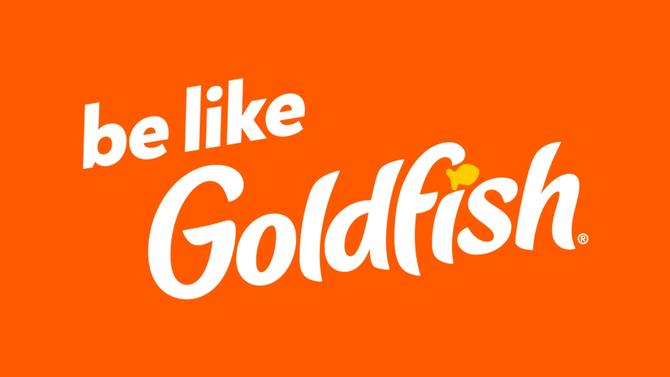 A graphic that says be like Goldfish on an orange background