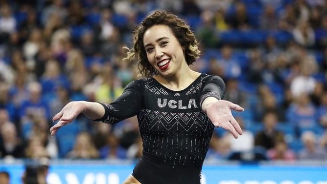 Katelyn Ohashi during a floor routine