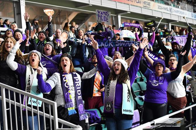 Orlando Pride fans cheering in the stands