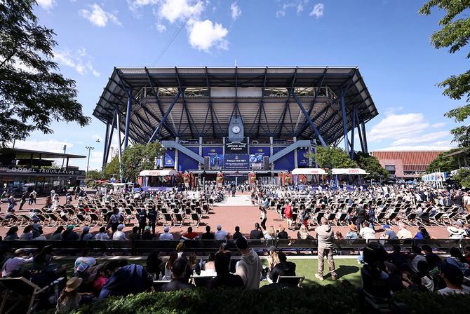 People watching tennis at US Open Fan Fest