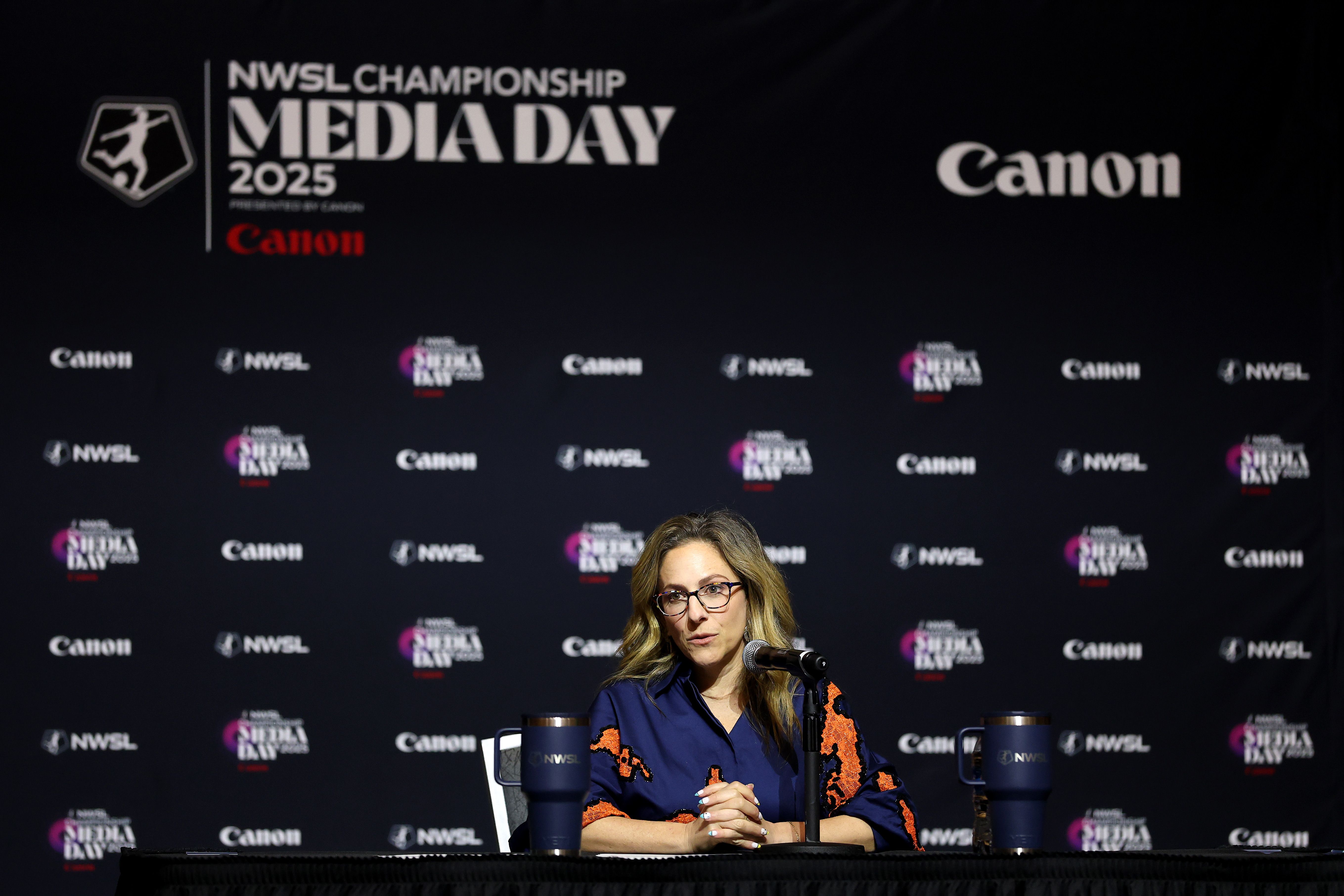 An image of NWSL Commissioner Jessica Berman at the NWSL Championship Media Day.