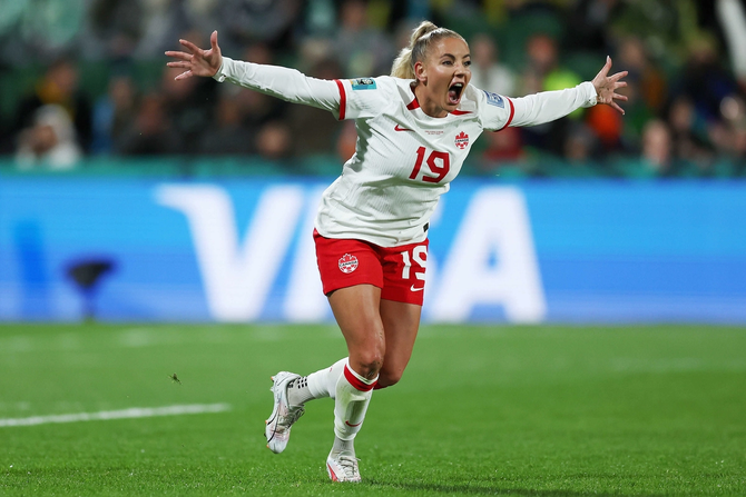Adriana Leon celebrates a goal