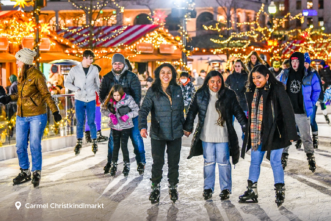 People skating at the Carmel Christkindlmarkt