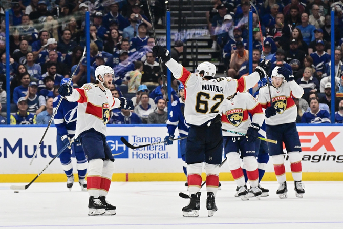 Florida Panthers players celebrate